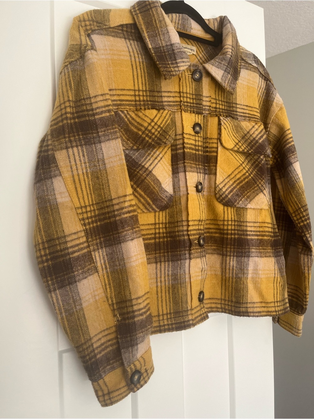 Democracy Yellow Plaid Button-Up Jacket - Picture 2 of 4